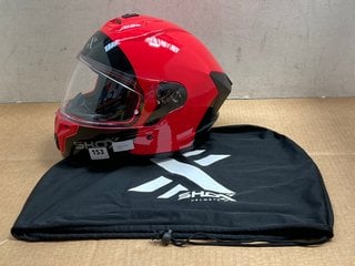 SHOX MOTORCYCLE HELMET IN BLACK AND RED: LOCATION - A5