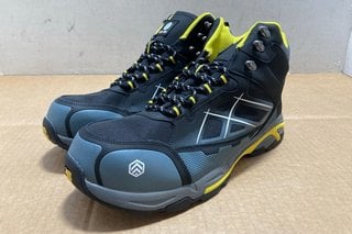 LARNMERN MENS WORK SAFETY BOOTS IN BLACK GREY AND YELLOW - UK SIZE: 13: LOCATION - A7