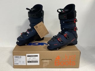 LANGE SKI BOOTS SHADOW 130 MV GW SHADOW BLUE/EL.RED UK SIZE 12 - RRP £560: LOCATION - FRONT BOOTH