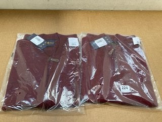 GABICCI COLLEZIONE ZIP UP CARDIGANS IN BURGUNDY - UK SIZE: XL - COMBINED RRP: £120.00: LOCATION - A8