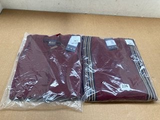 GABICCI COLLEZIONE ZIP UP CARDIGAN IN BURGUNDY - UK SIZE: 2XL TO INCLUDE GABICCI COLLEZIONE STRIPE CARDIGAN IN BURGUNDY - UK SIZE: XXL - COMBINED RRP: £125.00: LOCATION - A8