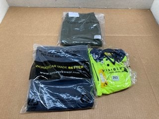 5 X ASSORTED CLOTHING IN VARIOUS SIZES TO INCLUDE VISIBLY FIT NEON YELLOW TEE - UK SIZE: LARGE: LOCATION - A9