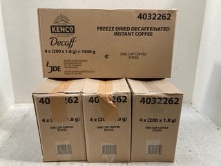 4 X BOXES OF ONE CUP COFFEE STICKS: LOCATION - A10