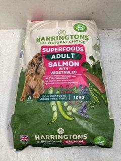 HARRINGTONS SUPERFOOD FOR ADULT DOGS WITH SALMON AND VEGETABLES 12KG - BBE: 20/12/2025: LOCATION - A10