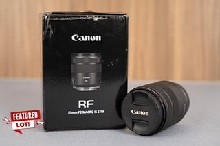 CANON RF 85MM F/2 MACRO IS STM CAMERA LENS IN BLACK MODEL: 4234C005 - RRP £619: LOCATION - FRONT BOOTH