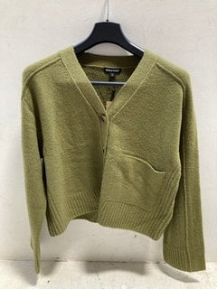 WHISTLES WOMENS WOOL MIX POCKET CARDIGAN IN OLIVE - UK SIZE: MEDIUM - RRP: £109.00: LOCATION - A11