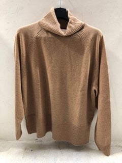 WHISTLES WOMENS CASHMERE ROLL NECK JUMPER IN OATMEAL - UK SIZE: MEDIUM - RRP: £199.00: LOCATION - A12