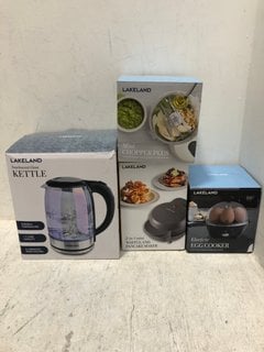 4 X KITCHEN ITEMS TO INCLUDE PEARLESCENT GLASS KETTLE AND MINI CHOPPER PLUS: LOCATION - B2