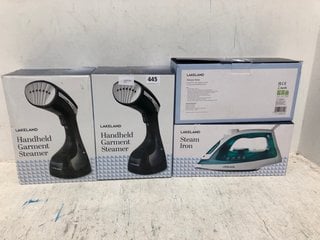 2 X STEAM IRONS TO INCLUDE 2 X HANDHELD GARMENT STEAMERS: LOCATION - B2