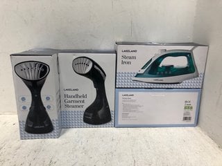 2 X STEAM IRONS TO INCLUDE 2 X HANDHELD GARMENT STEAMERS: LOCATION - B2