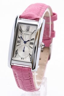 LADIES STOCKWELL WATCH. FEATURING A SILVER COLOURED TEXTURED DIAL WITH SUB DIAL MINUTE HAND. GOLD COLOURED CASE. PINK LEATHER STRAP: LOCATION - A15