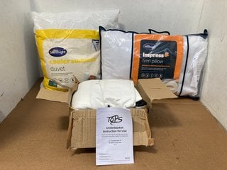 3 X BEDDING ITEMS TO INCLUDE SILENTNIGHT IMPRESS PRESSURE RELIEVING MEMORY FOAM FIRM PILLOW: LOCATION - B12