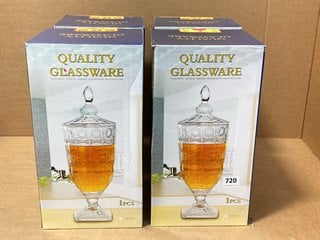 4 X QUALITY GLASSWARE GLASS JUICE DISPENSERS: LOCATION - B14