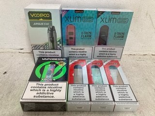 QTY OF ASSORTED VAPES TO INCLUDE OXVA XLIM GO LIGHT BROWN VAPE (PLEASE NOTE: 18+YEARS ONLY. ID MAY BE REQUIRED): LOCATION - D0