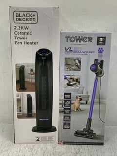 BLACK+DECKER 2.2KW CERAMIC TOWER FAN HEATER TO INCLUDE TOWER VL20 PERFORMANCE PET CORDED 3 - IN -1 VACUUM CLEANER: LOCATION - C11