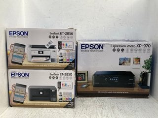 3 X ASSORTED EPSON PRINTERS TO INCLUDE ECOTANK ET-2856 PRINTER IN WHITE: LOCATION - C11