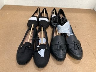 4 X ASSORTED WOMENS SHOES TO INCLUDE SUEDE LOAFERS IN BLACK - UK SIZE: 8: LOCATION - C14