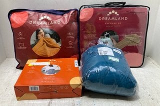 4 X BEDDING ITEMS TO INCLUDE DREAMLAND REVIVE ME BACK HEAT PAD: LOCATION - A0