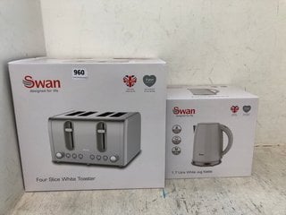 SWAN 4 SLICE WHITE TOASTER TO INCLUDE SWAN 1.7L WHITE JUG KETTLE: LOCATION - D13