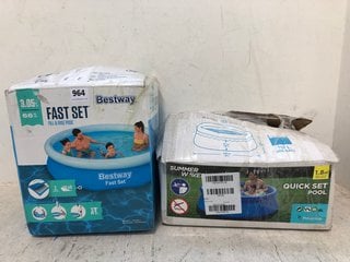 BESTWAY FAST SET FILL & RISE POOL - SIZE: 3.05M x 66CM TO INCLUDE SUMMER WAVES QUICK SET POOL - SIZE: 1.83M x 51CM: LOCATION - D13