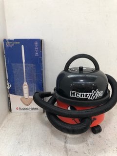 HENRY XTRA BAGGED CYLINDER VACUUM TO INCLUDE RUSSELL HOBBS LIGHTWEIGHT STEAM MOP: LOCATION - D13