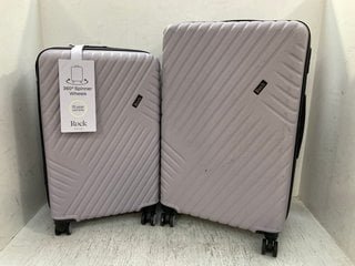 2 X ASSORTED ROCK SANTIAGO HARD SHELL WHEELED SUITCASES IN GREY TO INCLUDE MEDIUM AND LARGE: LOCATION - D12