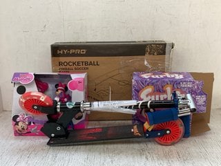 4 X CHILDRENS ITEMS TO INCLUDE HY-PRO ROCKETBALL PINBALL SOCCER GAME: LOCATION - D11