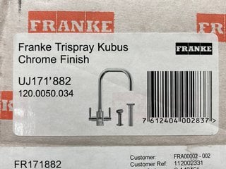 FRANKE TRISPRAY KUBUS CHROME FINISH TAP RRP: £450.00: LOCATION - BR3