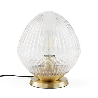 LA REDOUTE ARI BRASS AND STRIATED GLASS TABLE LAMP. RRP - £140: LOCATION - BR9