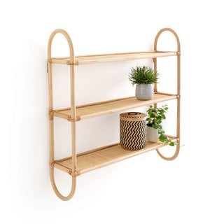 LA REDOUTE MALU 60CM TRIPLE RATTAN WALL SHELF. RRP - £150: LOCATION - BR10