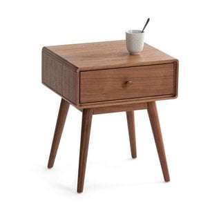 LA REDOUTE MIJI WALNUT BEDSIDE TABLE WITH DRAWER. RRP - £190: LOCATION - BR10