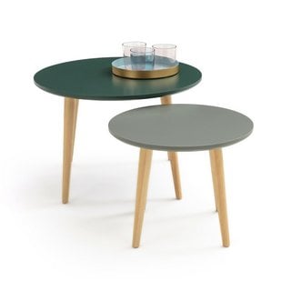 LA REDOUTE SET OF 2 JIMI SEMI-NESTING COFFEE TABLES IN GREEN - RRP £125: LOCATION - BR11