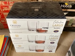 3 X CRYSTAL BOHEMIA COLLECTION LAZARUS SET OF 6 DRINKS TUMBLERS IN CLEAR FINISH: LOCATION - BR12