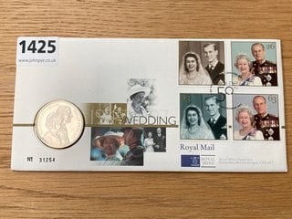 A COMMEMORATIVE FIVE POUND FIRST DAY COVER FOR THE ROYAL GOLDEN WEDDING: LOCATION - CR