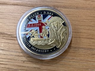 BRITISH INFANTRY SWORD BEACH D DAY COMMEMORATIVE COIN: LOCATION - CR