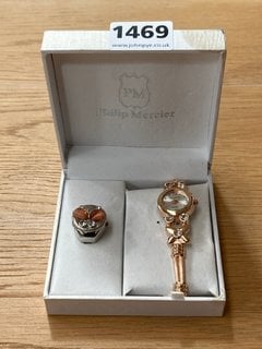 A LADIES WATCH AND WATCH RING: LOCATION - CR