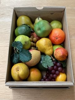 A BOX OF DECORATIVE FRUIT: LOCATION - CR