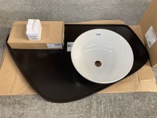 (COLLECTION ONLY) VITRA PLURAL PRE DRILLED CERAMIC COUNTERTOP DESIGNED BY TERI PECORA IN MAT MINK 1000 X 600MM WITH A CERAMIC VESSEL BASIN COMPLETE WITH A HIGH MONO BASIN MIXER TAP & CHROME SPRUNG WA