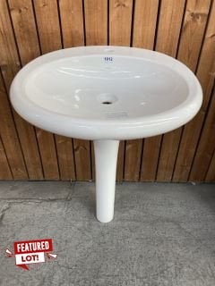 (COLLECTION ONLY) VITRA ISTANBUL BY LOVE GROOVE FLOOR STANDING 1TH INTEGRATED ROUND CERAMIC BASIN & PEDESTAL 600MM DIAM - RRP £2189: LOCATION - D4