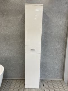 FLOOR STANDING 2 DOOR 1 DRAWER TALL BATHROOM CABINET IN WHITE 1910 X 350 X 340MM - RRP £665: LOCATION - D4