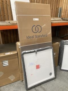 (COLLECTION ONLY) IDEAL STANDARD CLEAR GLASS SILVER FRAMED CONNECT 2 CORNER ENTRY 900 X 900 X 1900MM SHOWER ENCLOSURE WITH A PEARLSTONE 900MM2 SHOWER TRAY - RRP £1145: LOCATION - D8