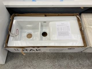 (COLLECTION ONLY) RAK CERAMIC 1.5BOWL REVERSIBLE DRAINER 1010 X 510MM - RRP £489: LOCATION - C2