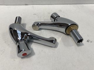 PAIR OF NON CONCUSSIVE BASIN PILLAR TAPS IN CHROME - RRP £205: LOCATION - R3