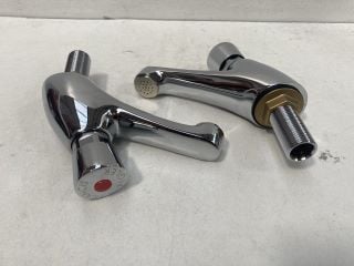 PAIR OF NON CONCUSSIVE BASIN PILLAR TAPS IN CHROME - RRP £205: LOCATION - R1