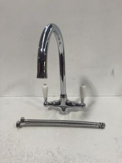 TRADITIONAL LEVER ACTION MONO KITCHEN SINK MIXER TAP IN CHROME WITH SWIVEL SPOUT - RRP £220: LOCATION - R1