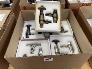 QTY OF ASSORTED TRADITIONAL STYLED TRV VALVES WITH LOCK SHIELDS - RRP £450: LOCATION - C4 TABLES