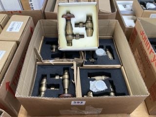 QTY OF ASSORTED TRADITIONAL STYLED TRV VALVES WITH LOCK SHIELDS - RRP £450: LOCATION - C4 TABLES