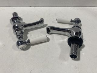 PAIR OF TRADITIONAL LEVER ACTION BASIN PILLAR TAPS IN CHROME - RRP £190: LOCATION - RACKING 2