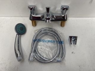 DECK MOUNTED BSM IN CHROME WITH SHOWER HANDSET, HOSE & WALL MOUNTING BRACKET - RRP £365: LOCATION - R1