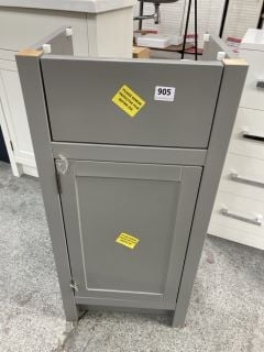 FLOOR STANDING 1 DOOR 1 DRAWER BASE UNIT IN GLOSS GREY 400 X 340 X 860MM - RRP £278: LOCATION - D2